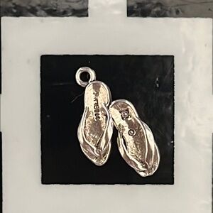 At The Beach Cute & Comfy Signed Sterling Silver Flip Flop Sandals Charm/Pendant